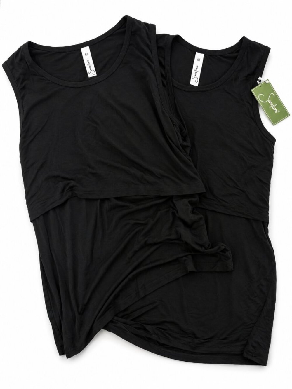 2 Pack Nursing Tops | Breastfeeding Shirts | Women’s Medium | Black Bundle